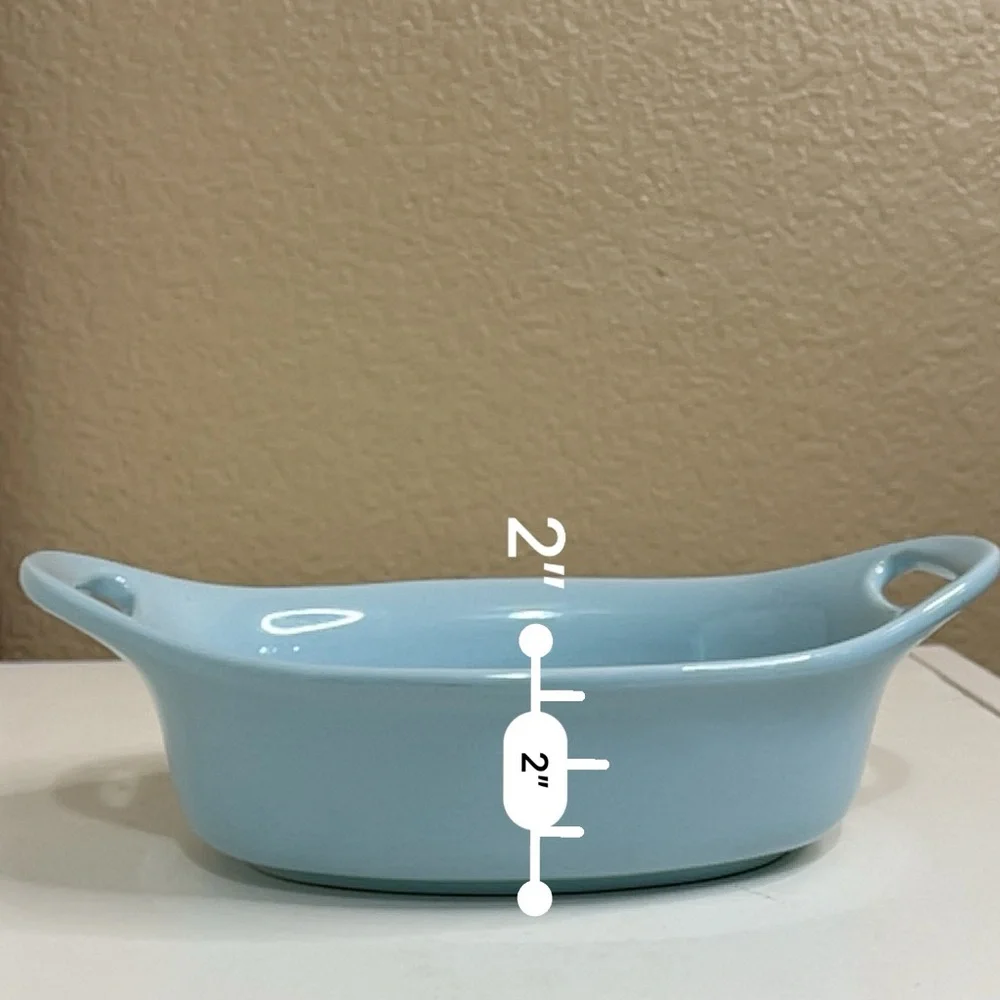 Rachael Ray 12oz Oval Stoneware Baker Dish Light Blue 8” Oven Safe